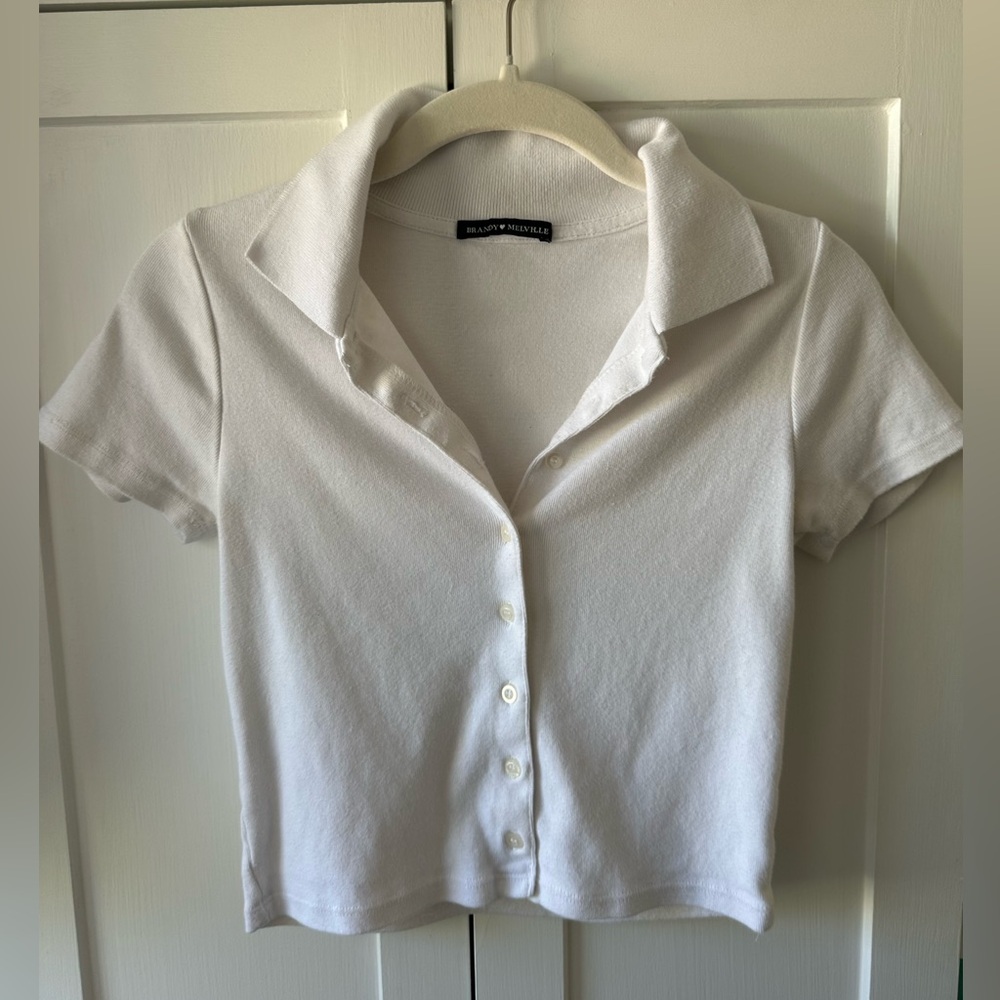 Brandy Melville White Collared Top